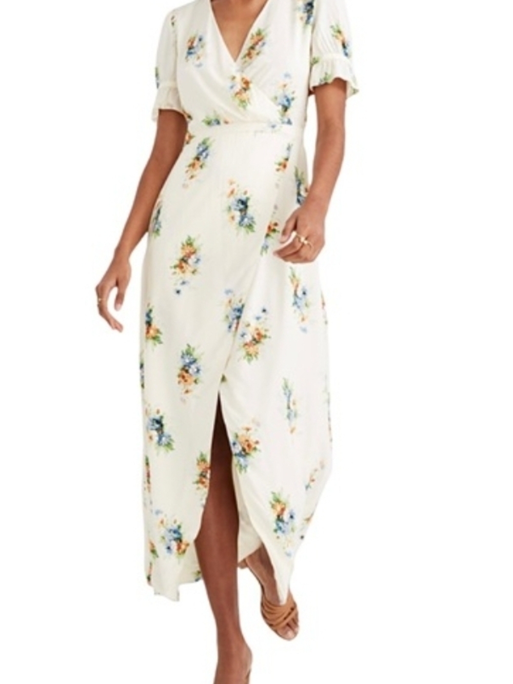 MADEWELL Cotton Poplin Maxi Ruffle Sleeve Dress Classic Corsage Floral Print 2